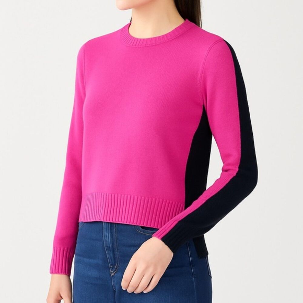 WORTH New York Colorblock Sweater Hot Pink & Black Pullover Size P Petite Small